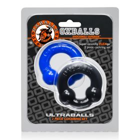 Ultraballs 2- Piece Cockring Set - Black & Police Blue