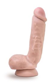 Dr. Skin Plus - 8 Inch Thick Poseable Dildo With Squeezable Balls - Vanilla