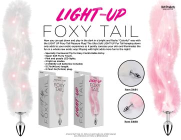 Foxy Tail - Light Up Faux Fur Butt Plug - White Plug - White