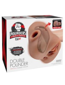 Pdx Plus Double Pounder Vibrating Squeeze Stroker - Brown