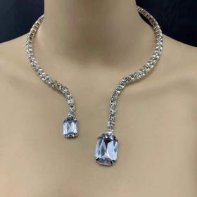Colored Diamond Neck Chain Fashion Sexy Full Diamond Women (style: Silver plated, Color: White diamond)