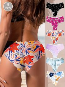 Fancy Girl Panty Pack Comfortable No Show Bikini Briefs Set for Women's 6 Pack (Color: 6 pcs multi color, size: XXL)